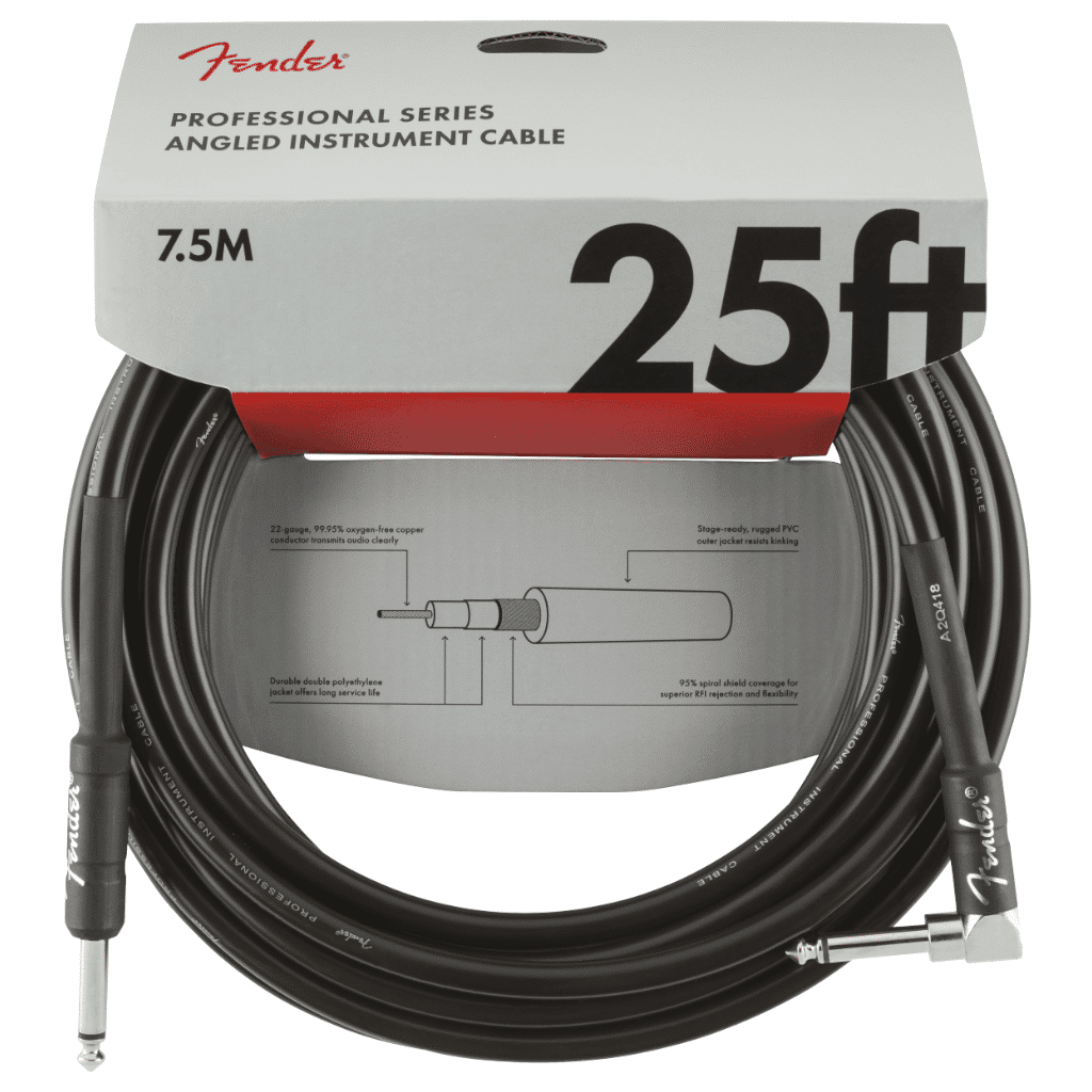 Fender® Professional Series Instrument Cable - Straight and Angled - 25′ (7.5m)